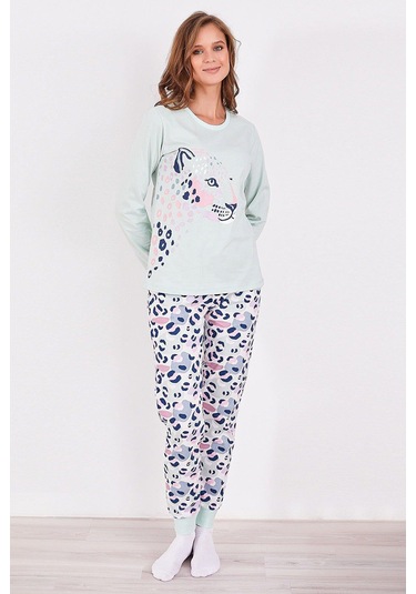 Roly Poly 2960 Leopard Kadın Uzun Kol Pijama Takım Nil