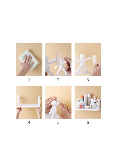 2 Li Banyo Mutfak Organizer Şampuan Kozmetik Baharat Kavanoz Düzenleyici Yapışkanlı Raf Çöp Adam Diğer