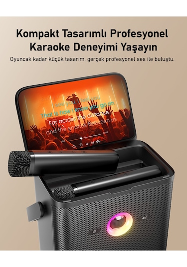 Ikarao Partybox Shell S3 80w Karaoke Bluetooth Hoparlör Seti, 7.1" Dahili Tablet, 2 Kablosuz Mikrofo