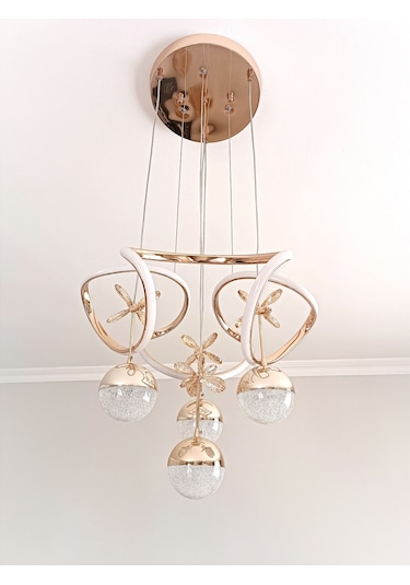 Livora Lighting Alice Modern Sarkıt Kelebekli Kademeli Ledli Avize Altın - Gold