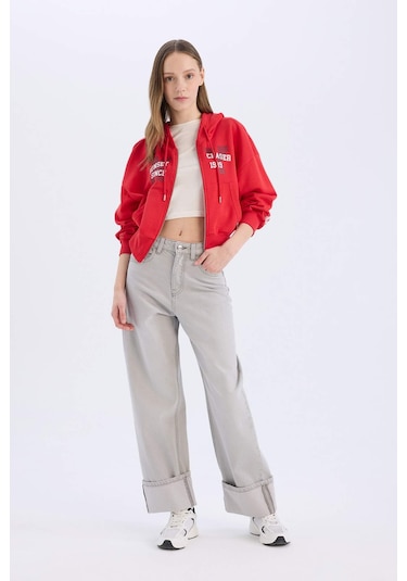 DeFacto Coool Oversize Geniş Kalıp Kapüşonlu Baskılı Kalın Fermuarlı Sweatshirt E5463AX25SMRD59 DeFacto Coool Oversize Geniş Kalıp Kapüşonlu Baskılı Kalın Fermuarlı Sweatshirt E5463AX25SMRD59