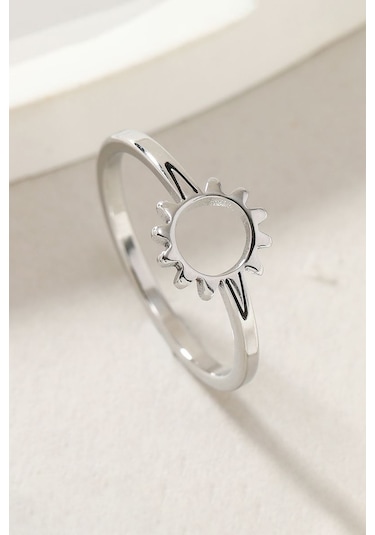 Chavin Çelik Silver Güneş Model Bayan Yüzük Ev35by 001