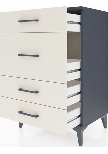 Hyperion Komodin 4 Çekmeceli 60x44x96 Antrasit-aytaşı Antrasit