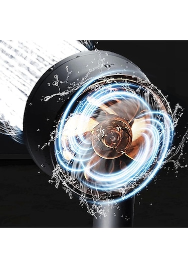 Turbo Fan Pervaneli 5 Fonksiyonlu Siyah Duş Başlığı El Duşu Duş Başlığı Beyaz Plastik Diğer