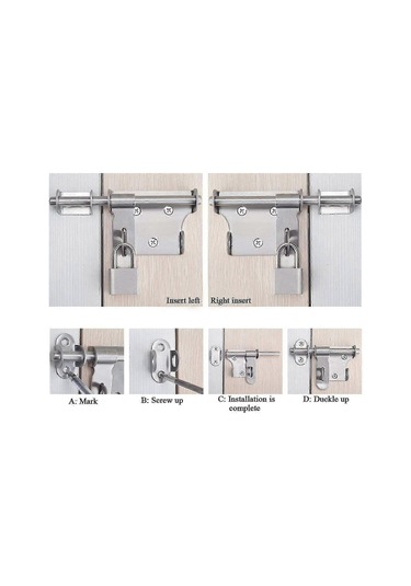 Sürgülü Kapı Mandalı Cıvatası Mandalı Kalınlaştırılmış Paslanmaz Çelik Sağlam Dayanıklı Kilit Delikli Banyo Mutfak Bahçe Yatak Odası Dolap Dış Mekan