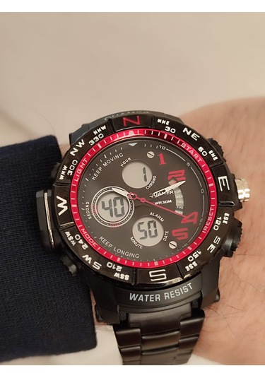 Quamer Erkek Kol Saati Analog Ve Digital Metal Kordonlu 2176 Siyah