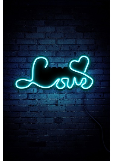Love Neon Led Duvar Aydınlatması & Dekoru & Gece Lambası Mavi Mavi