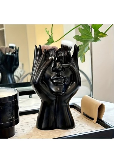 Chuangyinshop Siyah 12 Aylık Kullanım Özel Yaratıcı Vücut Makyaj Fırçası Kabı Hafif Düşmeyen Tasarım Siyah