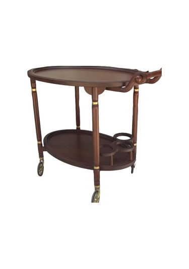 Servis Araba Teker Büyük Model Kayın Ince Torna Iskelet Natüre Bo