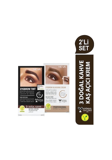 Neva 2'li Set Kaş Boyası 3 Doğal Kahve+ Kaş Açıcı Krem Vegan