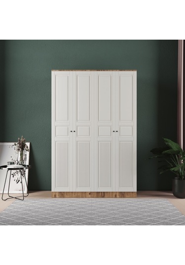 Nil 4 Kapaklı Eko Bazalı Gardırop - Mdf Kapak Aytaşı