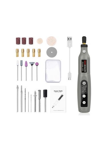 Teltree Usb Şarjlı Mini Elektrikli Taşlama Aleti Seti - 5 Viteslı Işıklı Polisher, Ahşap Taşlama Ve Polishing İçin Çok Fonksiyonlu Gereç Gri