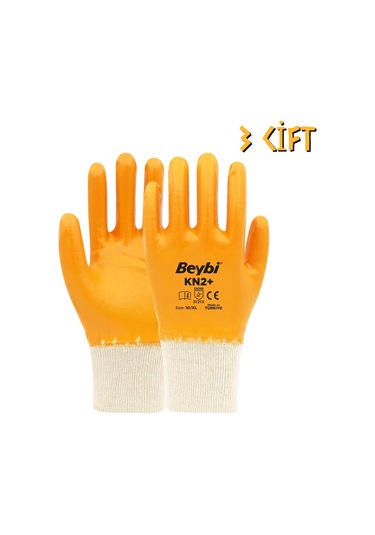Beybi Pamuk-nitril Tam Kaplama İş Eldiveni Kn2+ No: 10 - 3 Çift