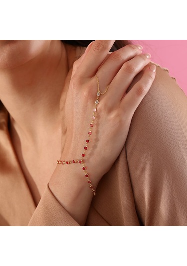 925 Ayar Gümüş Kırmızı Renk Geçişli Tamtur Şahmeran Altın