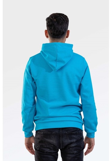 Ünisex Turkuaz Kapşonlu Sweatshırt Turkuaz