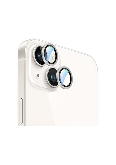 Apple iPhone 15 Uyumlu Caseworld Alloy Serisi Oleofobik Anti Reflective Kamera Lens Koruyucu Gümüş