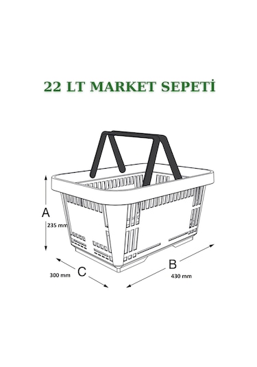 2 adet 22Litre Market ve Alışveriş Sepeti, Saplı Market Sepeti Y