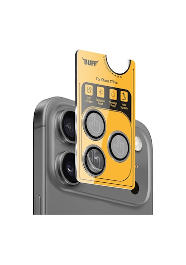 Buff Apple Uyumlu iPhone 17 Pro Metal Kamera Lens Koruyucu Gray Gri