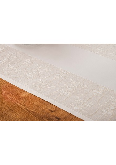 Finezza Ayda Jakar Polyester Kumaş Bej Runner 45x150 cm - 1416