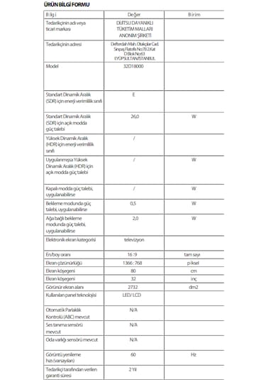 Dijitsu 32 D 18000 HD 32" 82 Ekran Uydu Alıcılı LED TV