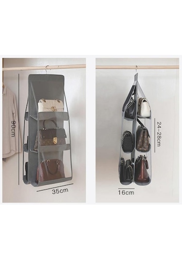 Siyah 6 Cep Asılı Çanta Şeffaf Saklama Çantası Temizle Ev Organizatör Dolap Dolap Muhtelif Ayakkabı Çantası Askı Kılıfı İle