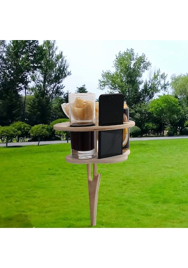 Suntek Magideal Taşınabilir Piknik Masası Cam Raf Dış Ahşap-rengi