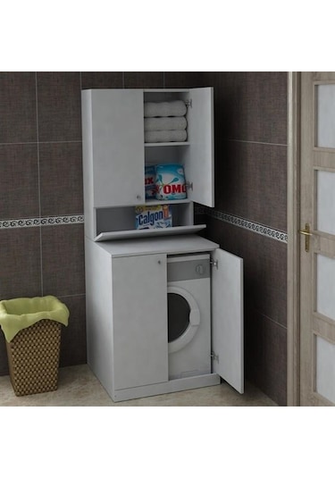 Çamaşır Makinesi Dolabı Poyraz Beyaz
