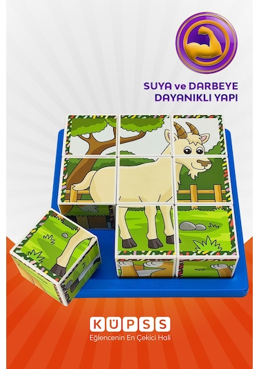 6 Farklı Çiftlik Hayvanları 3d Küp Puzzle 3 4 5 6 Yaş Küp Puzzle