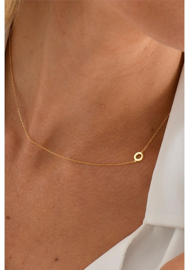 Minamis Silver 925 Ayar Gümüş O Harfi Kadın Köprücük Kolye-2307