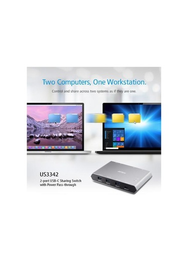 Aten US3342 2 Port USB-C Gen 2 Paylaşımlı Switch