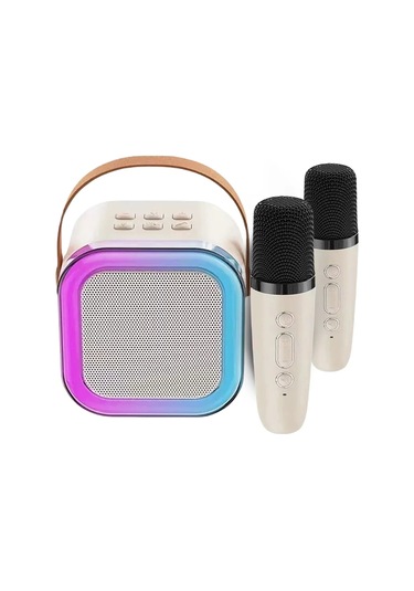 Bluetooth Uyumlu 5.3 Mini Ev Sineması Hoparlörleri Kablosuz Mikrofon İle Küçük White