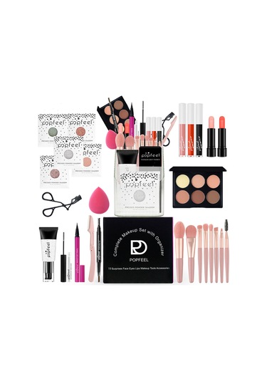 Geeroyoo Makyaj Seti Tam Birleşik: Taban, Göz, Dudak Makyajı - Kolay Uygulama, Zaman Tasarrufu, Uyumlu Tonlar - Box01
