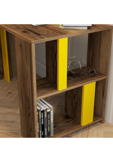 Variant Lima Çalışma Masası Ve Kitaplık Takımı - Ceviz / Sarı Ceviz
