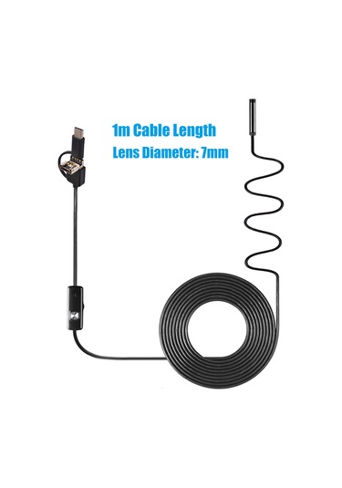 Xiyyadms 7mm Ip67 Su Geçirmez Endoskop - 1m Esnek Kablolu, Usb/type-c Uyumlu, 6 Led Işıklı, Otomobil/ Boru Kontrol Aracı Çok Renkli