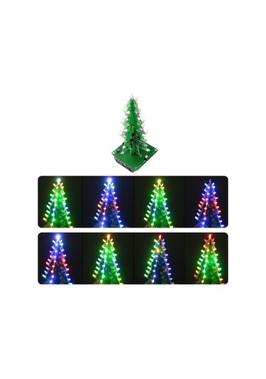 Pazly Dıy Renkli Kolay Yapım Led Işık Müzikli Noel Ağacı Yeşil Dekor