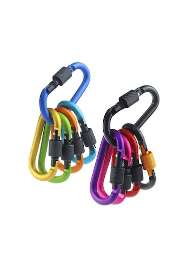 Pazly 10 Adet Çok Amaçlı Kilitli Karabina - Hiking, Kamp, Günlük Kullanım İçin Pratik