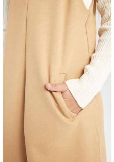 Defacto Kız Çocuk Cepli Salopet Elbise D2923A824WNBG203 Bej