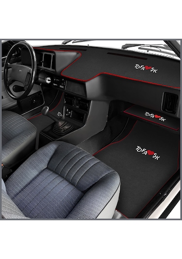 Tofaş Şahin Doğan Kartal Nakışlı Oto Halı Paspas Seti & Alçak Torpido Kaplama Halısı & Sehpa Örtüsü Siyah