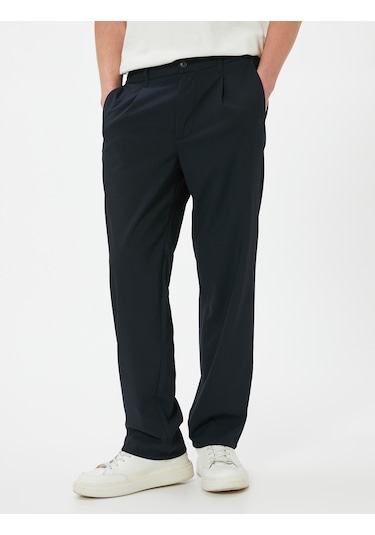 Koton Kumaş Pantolon Düğmeli Cep Detaylı Lacivert 4spm40001hw Lacivert