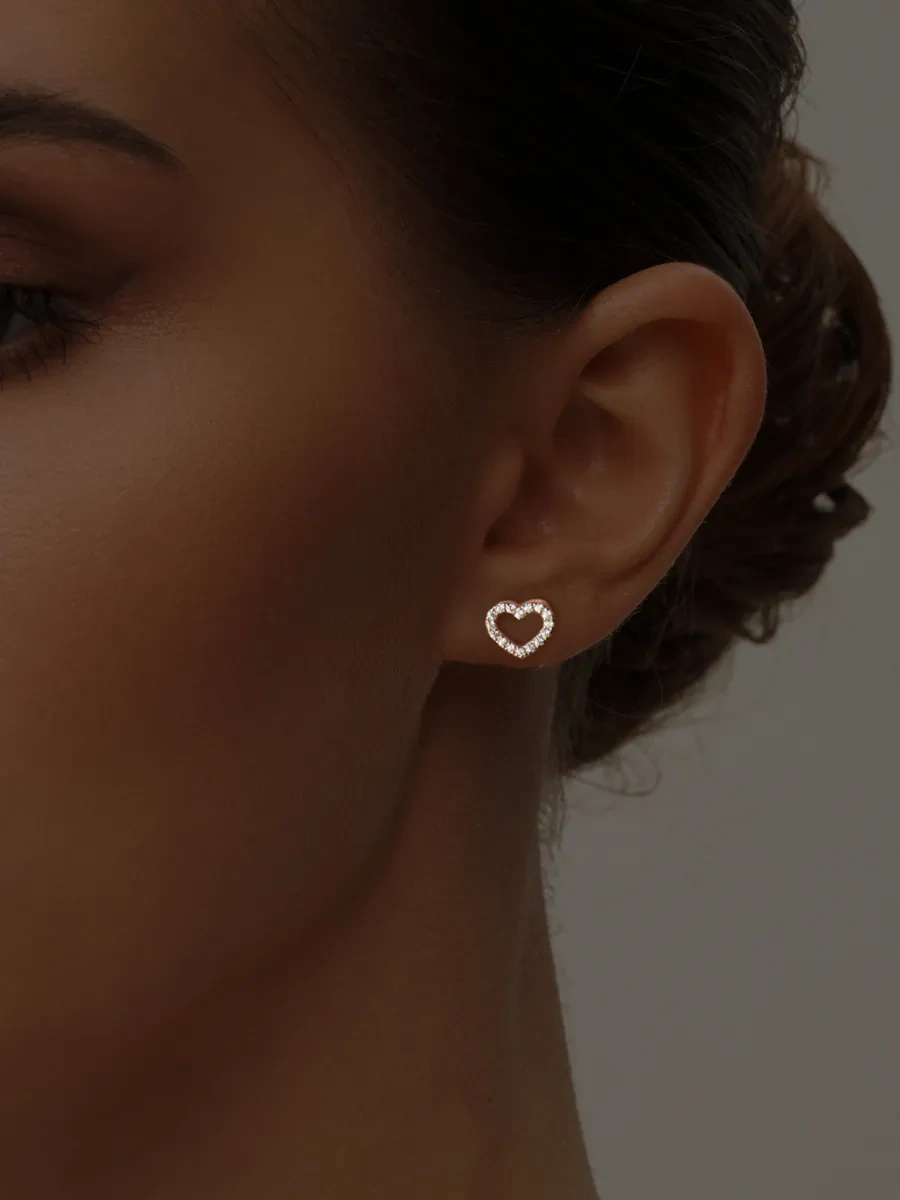 Asj Altın Kalpli Gümüş Küpeler 925 438986346 beyaz