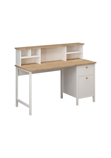 Remy Çalışma Masası Ahşap Kulplu Sepet-beyaz Sepet-beyaz Beyaz