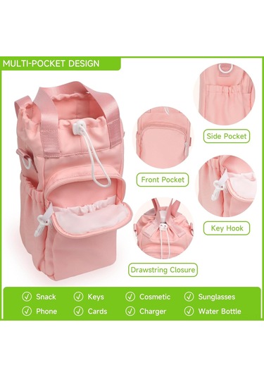 Ruicoo Stanley Termal Koruyucu Bardak Çantası - Isı Ve Soğuk Saklama Özelliği, Askılı Askı, Pembe Renkli Bardak Çantası Pembe