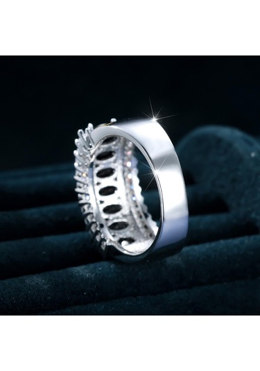 Gümüş Renk Markiz Kesim Siyah Taş Sonsuzluk Yüzüğü Gelin Nişan Yüzüğü Düğün Band Yıldönümü Hediyesi 8 Siyah