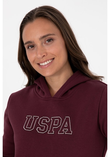 U.S. Polo Assn. Kadın Bordo Şardonlu Kapüşonlu Basic Sweatshirt 50313566-VR177 U.S. Polo Assn. Kadın Bordo Şardonlu Kapüşonlu Basic Sweatshirt 50313566-VR177