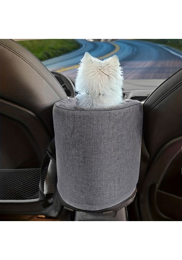 Geeksen Köpek Ve Kediler İçin Taşınabilir Konsol Araç Koltuğu, Çıkarılabilir Kol Dayanağı, Yumuşak Yastık Ve Emniyet Kemeri