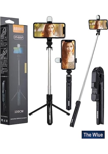 3in1 Bluetooth Kumandalı Ayaklı Led Selfie Çubuğu 100 Cm Kompakt