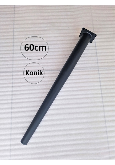 4 Adet-60cm Metal Konik Ayak-masa Ayağı-siyah Renk Çap: 5,1cm