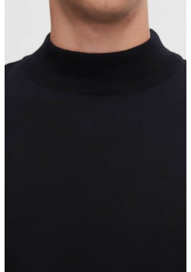 D's Damat Regular Fit Lacivert Pamuk Karışımlı Yarım Balıkçı Triko Kazak Lacivert