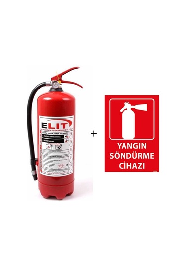 Elit Yangın ve Güvenlik Sistemleri Köpüklü Yangın Söndürme Tüpü 6 KG ve Yangın Söndürücü Levhası