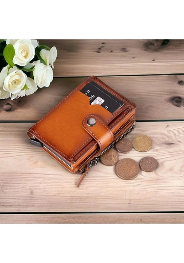 Toyigoo Toyigoo Rodos Hakiki Deri, El Yapımı, Pop-up Kartlık Cüzdan, Gölgeli Taba